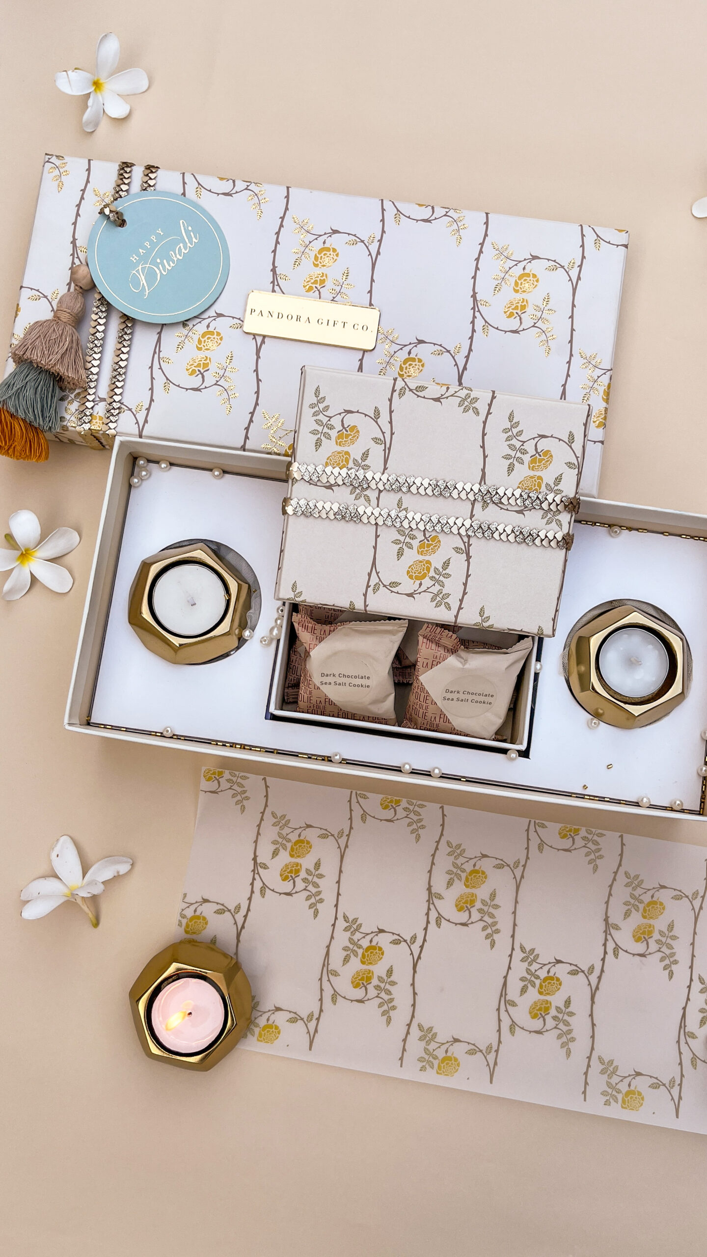 Decorative Diwali Box With Edibles and Tlights Decorative Diwali Box With Edibles and Tlights